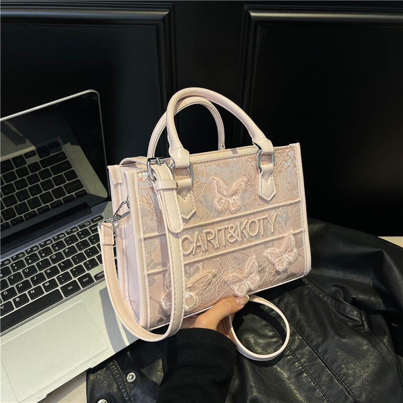 Fashion Bow Embroidery Handbag 2025 New Designer Bag High Quality Texture Large Capacity Commuter Bag Handbag Outdoor Leisure Bag Light Luxury Style F