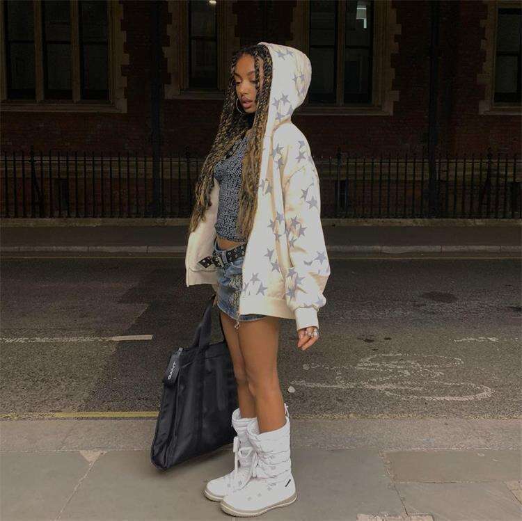 Street punk style top hip-hop new with letter pattern print hoodie