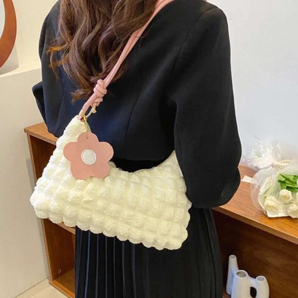 2025 new Korean soft bubble women's handbag pleated cloud underarm bag designer fashionable casual shoulder bag cute wallet3
