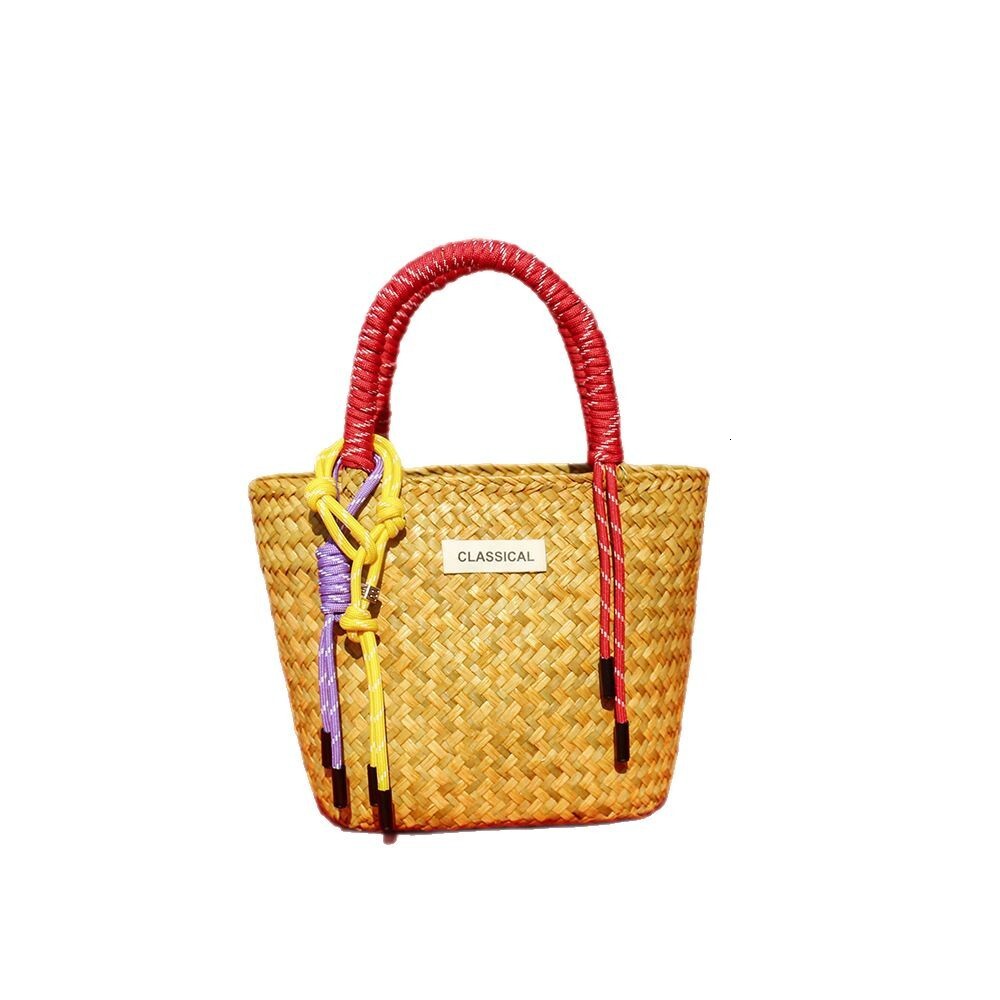 Straw Festive Wedding Bridesmaids Hand Gift Handbag Hand-woven Festival Company Annual Meeting Full Moon Hand Bag for Women