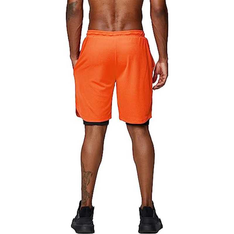 Mens 2-inch running shorts gym workout double-layer fast drying mens sportswear training shorts jogging shorts W250324