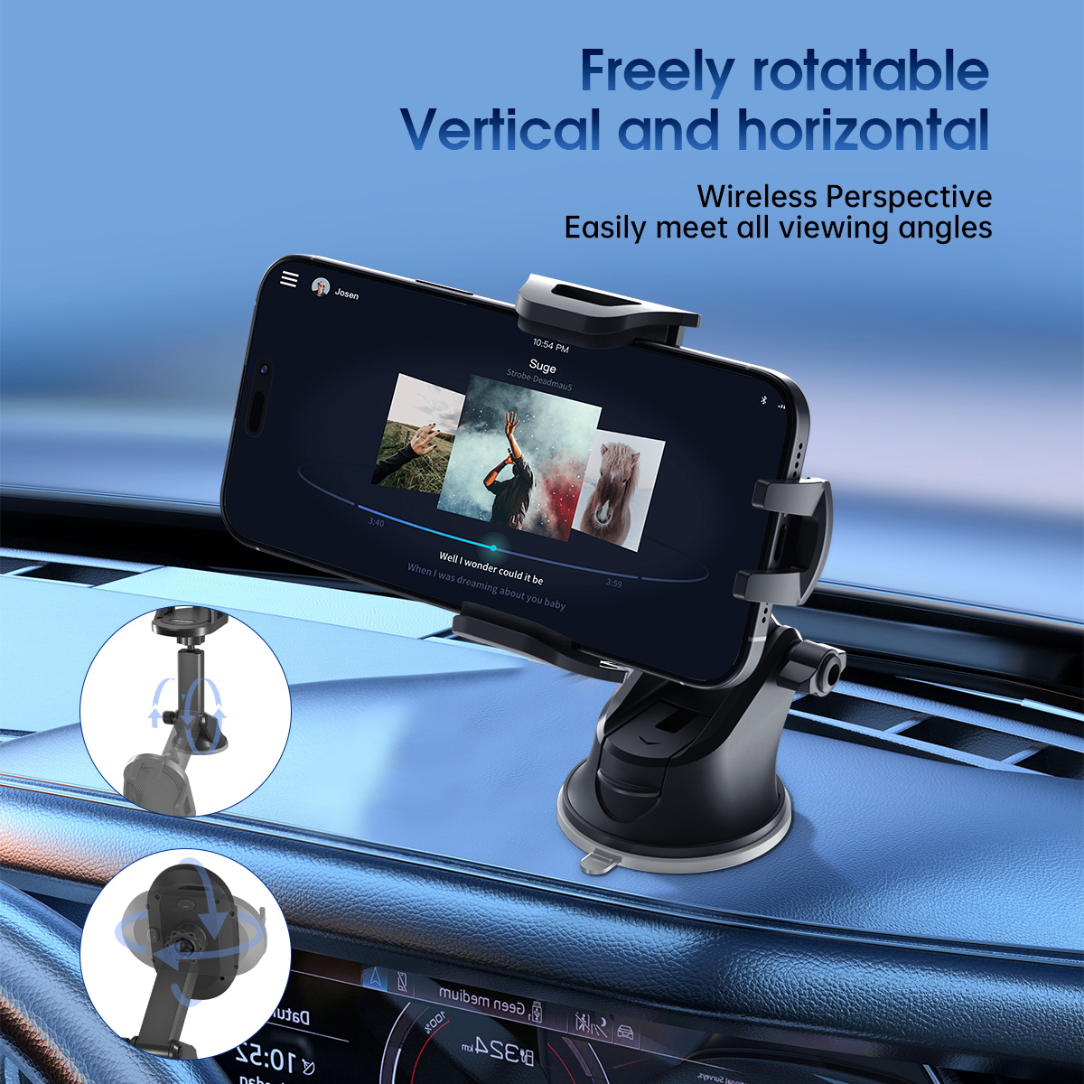USA STOCK LOCAL ESEEKGO CH-02 Easy One Touch Car Holder Mobile Phone Car Mount Stand 360 Rotation for Universal Cellphones bracket with Box Ship in 2 