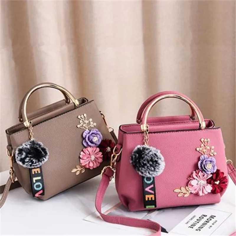 3D floral decoration handbag elegant mini cross shaped bag womens fashionable shoulder bag street trend handbag wallet Z250324