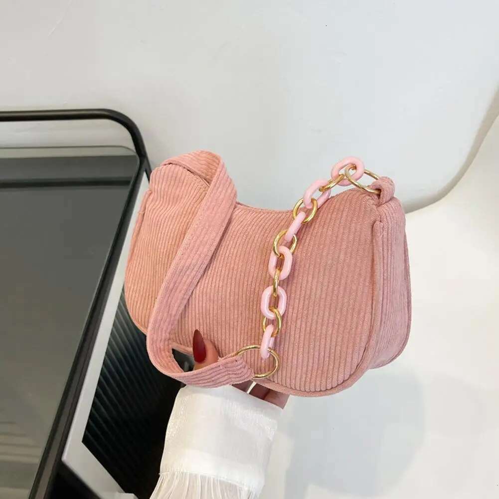 2025 New Retro Handbag Corduroy Designer Fashion Underarm Bag Casual Women's Handbag Single Shoulder Zipper Bag3