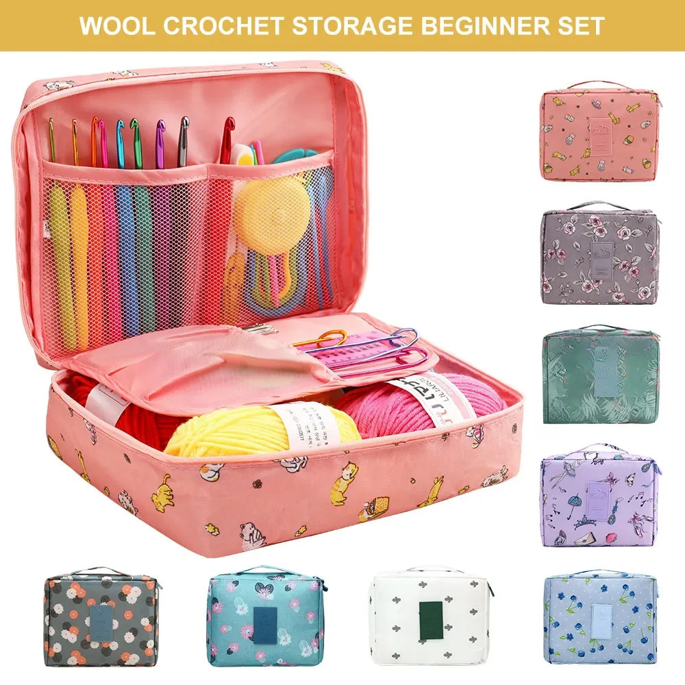 59Pcs/set DIY beginner crochet hook kit crochet hook set with storage bag material package portable sewing knitting and storage tools 250324