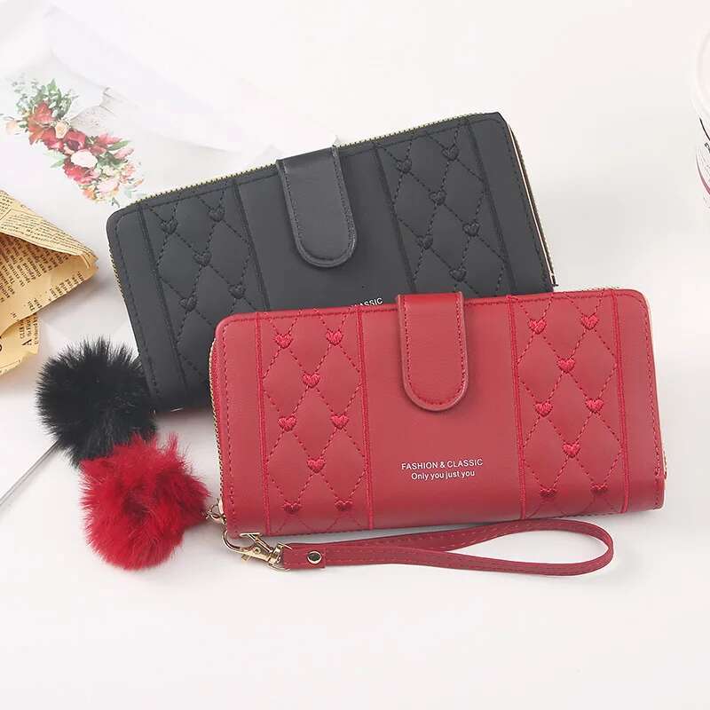 2025 new women's long wallet leather holder, large capacity zipper, coin wallet, multi card storage, mobile phone wrist guard, designer fashion h