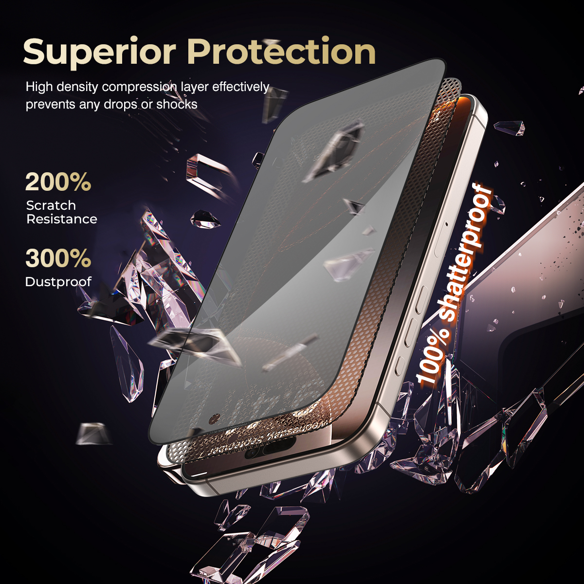 USA STOCK ESEEKGO TGP-03 Anti Spy Privacy Glass for iPhone 16 Pro Max 16 Plus 15 14 13 Screen Protector Tempered Glass Full Cover edge to edge with 10