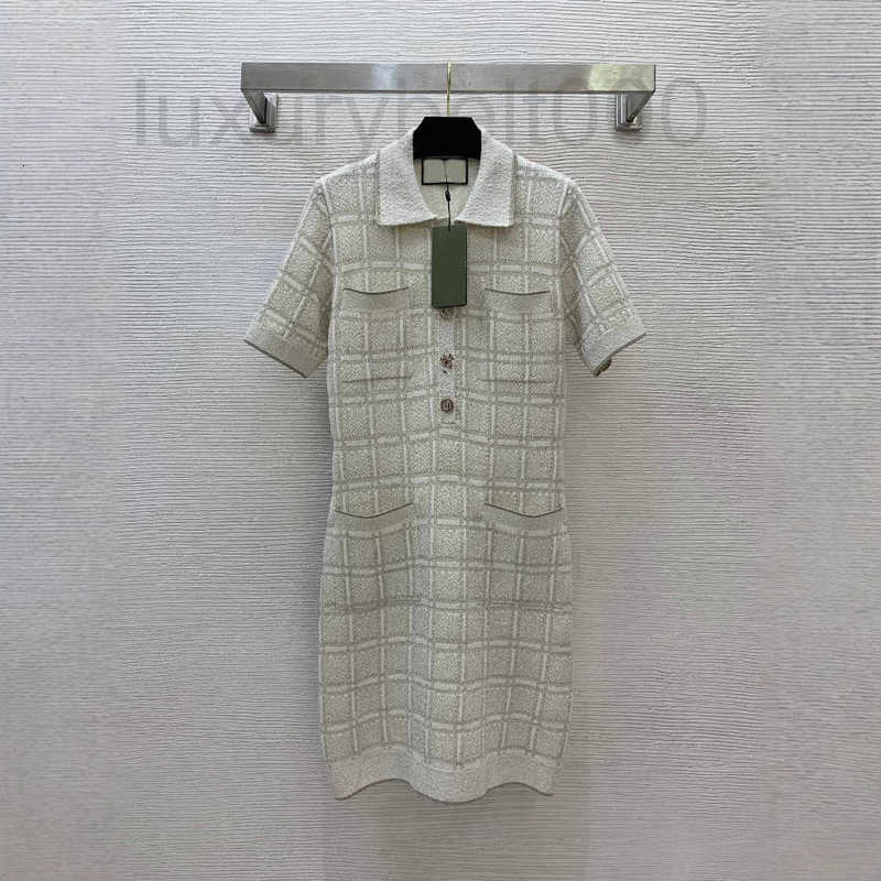 Basic & Casual Dresses Designer 25 early spring gold wool yarn soft and delicate socialite temperament gold plaid small lapel dress 0FPN