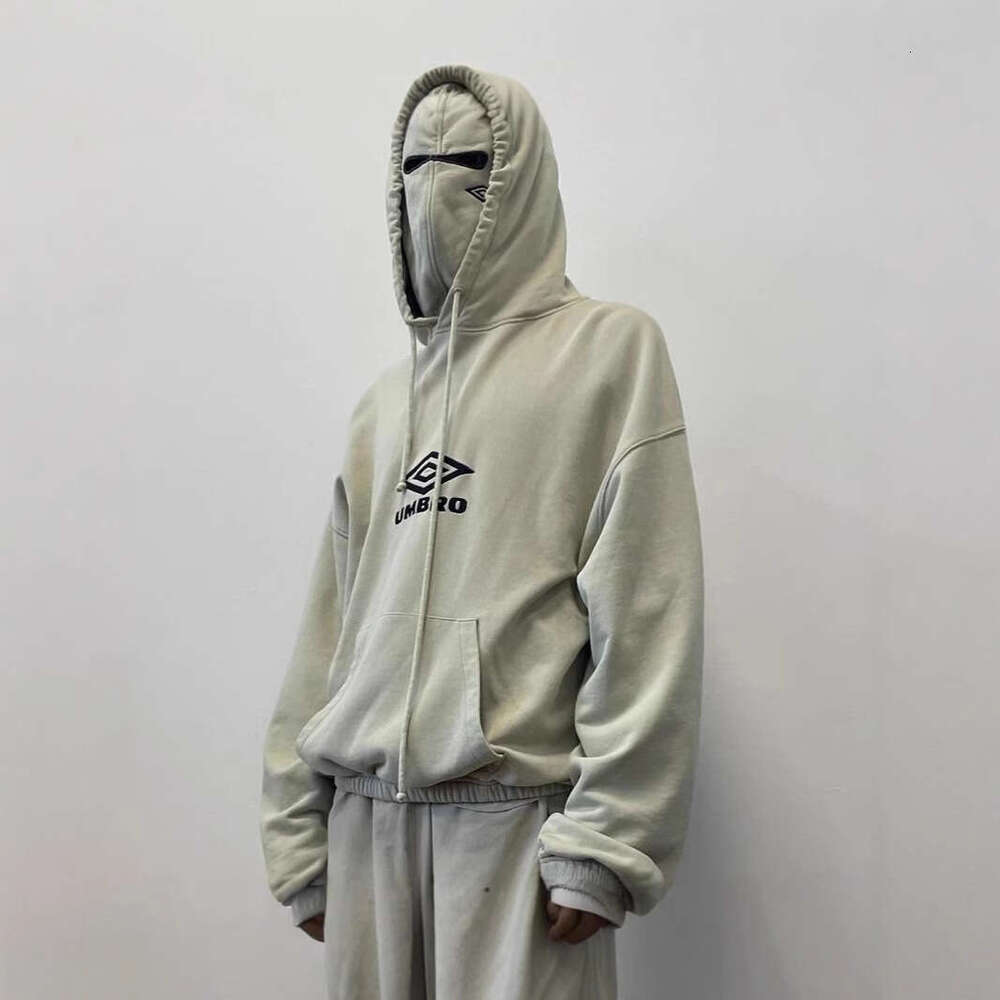 Autumn/Winter New Ins American Trendy Brand Double Hat Face Mask High Street Hoodie