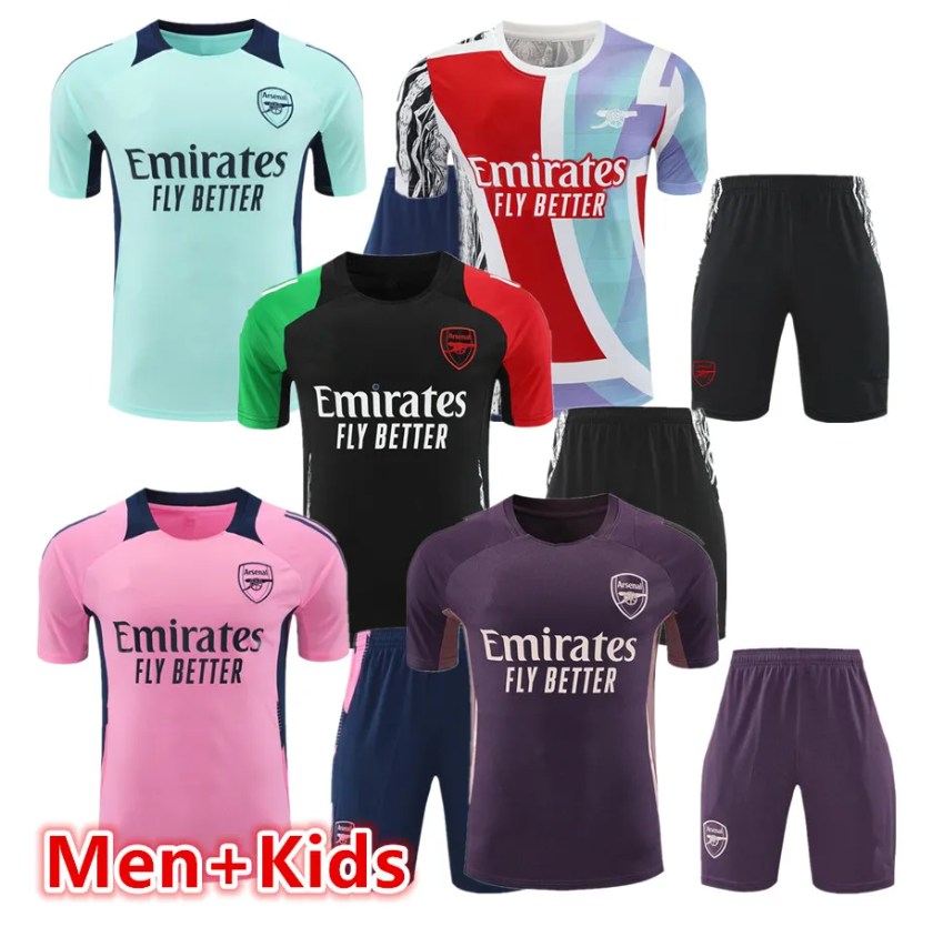 2024 2025 2026 football tracksuit short sleeve training suit Men and kids soccer jerseys kits 24 25 26 PEPE SAKA Pink arsen Soccer tracksuit shirt camiseta
