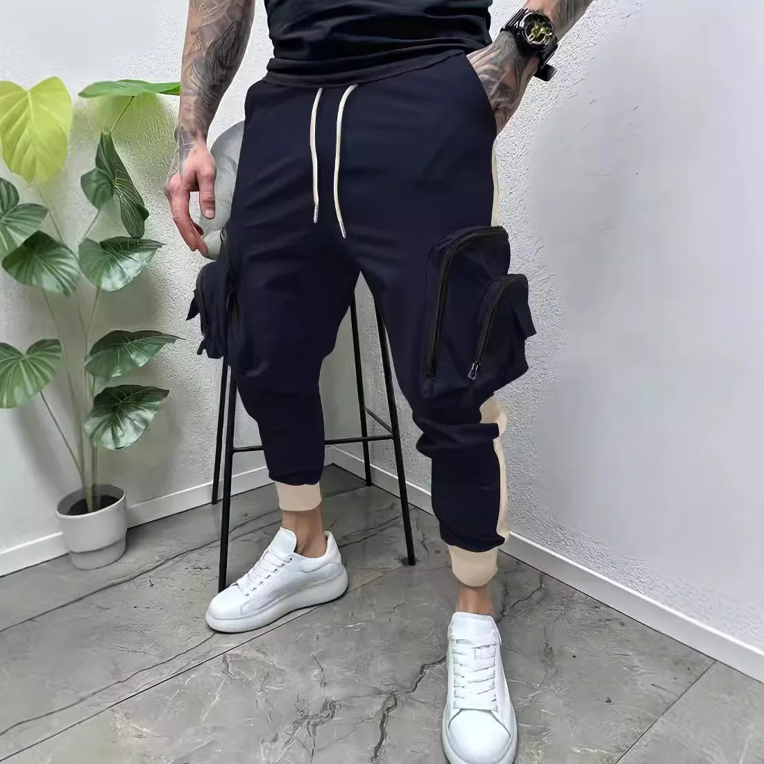 Mens spring and autumn casual super fashionable multi pocket loose ammonia pants 250322