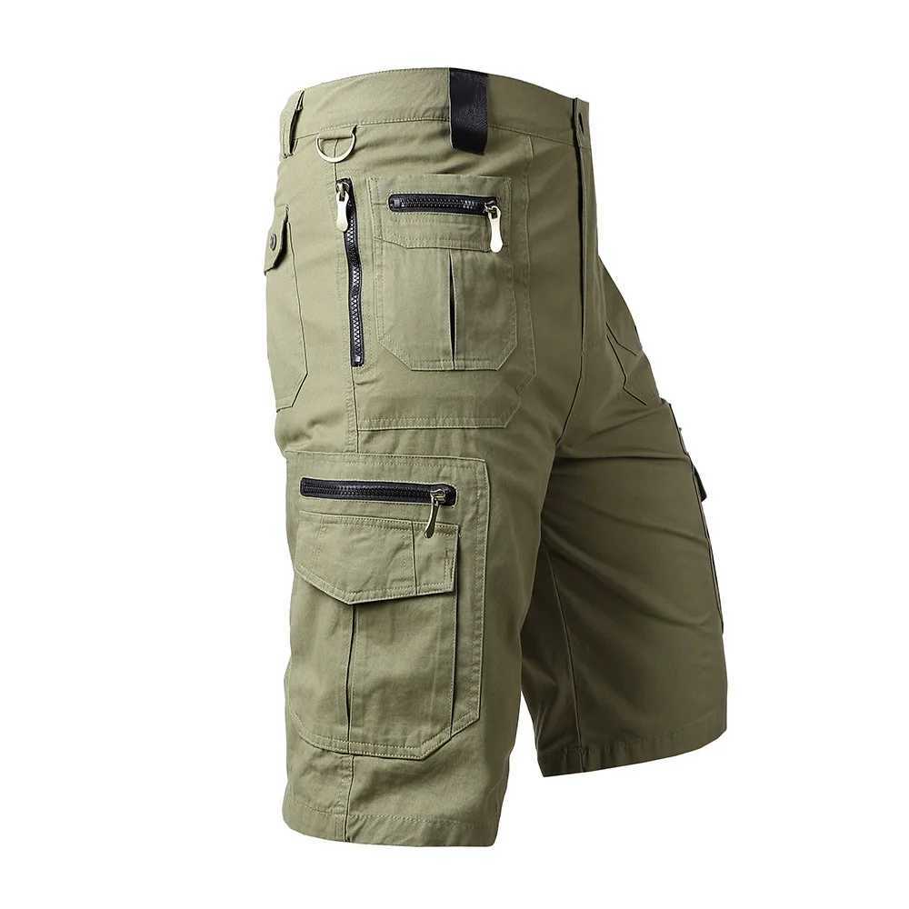 Summer 2023 multi pocket pure cotton mens solid color workwear mens casual pants sports shorts mens clothing W250324