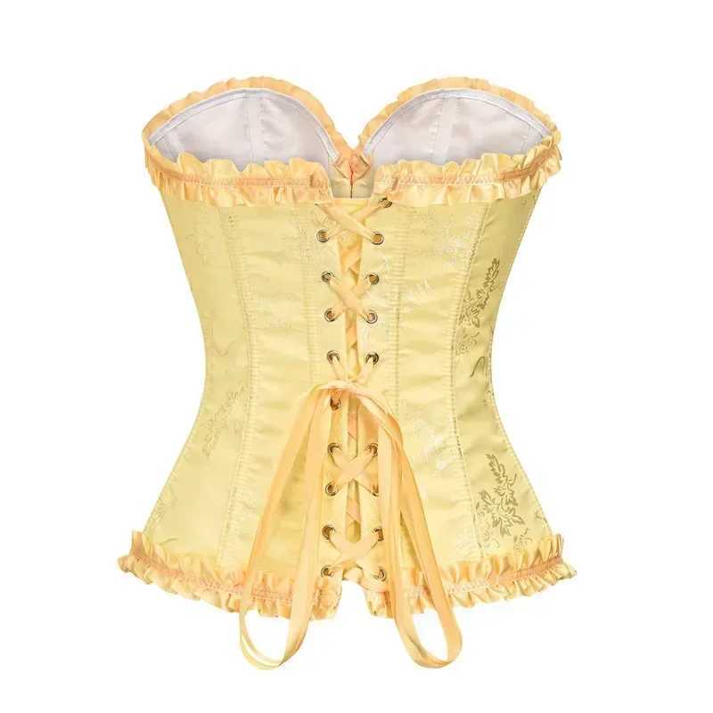 Womens yellow tight corset and top sexy tight corset top Brocade retro Renaissance Bo Plus size green white W250325
