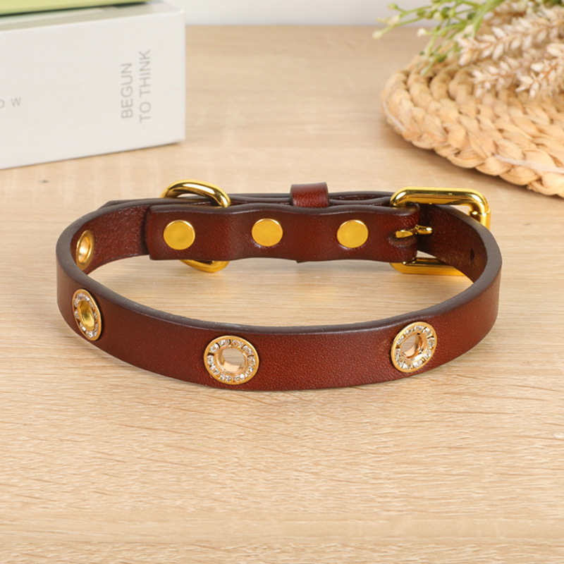 Premium Leather Pet Collars for Medium & Large Canines - Comfortable Head Layer Design