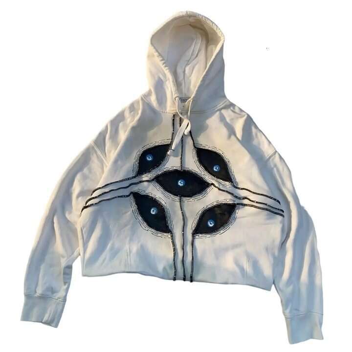 Heavy Industry Harajuku Devil's Eye Embroidered Loose Large Street Hip Hop Hoodie Batch gift for man