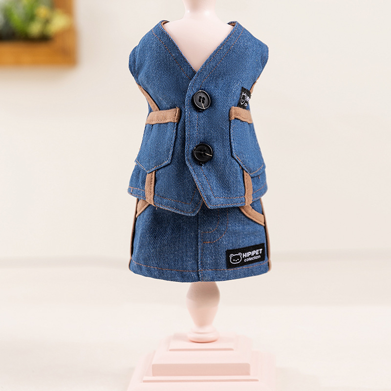 Fashion Designer Dog Apparel Dress Suit Luxury Jean Dog Dress