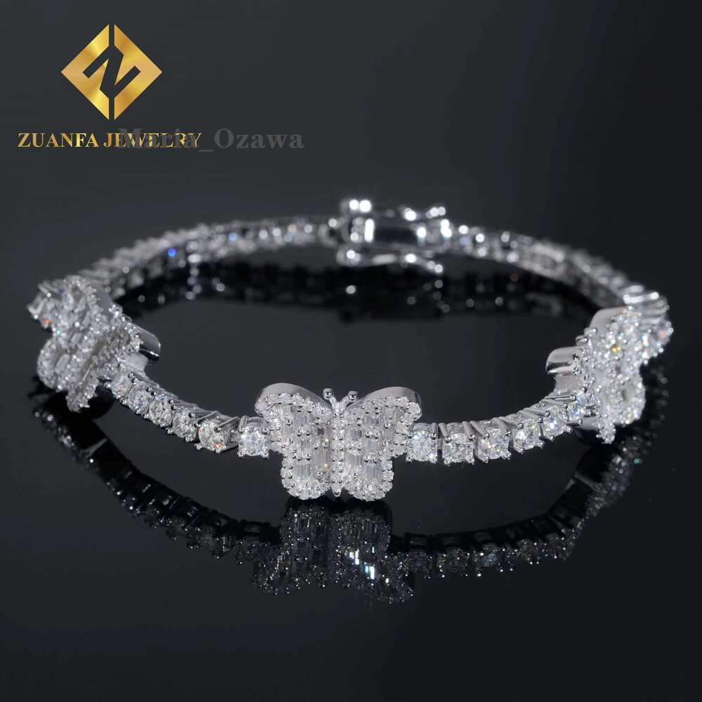 Dia Tester Pure Sier Hip-Hop Jewelry Butterfly VVS Silica Tennis Bracelet