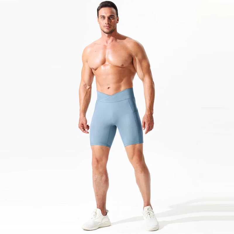 Running shorts pocket mens high waisted elastic running tight fitting bicycle fitness yoga quick drying outdoor clothing marathon W250324