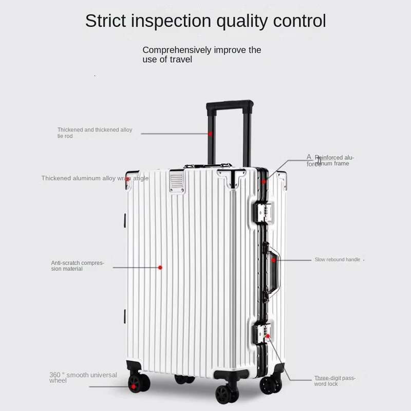 New Aluminum Frame Large Capacity Suitcase on wheels 20/22/24/26/28/30 Inch Trolley Case Password Boarding Box