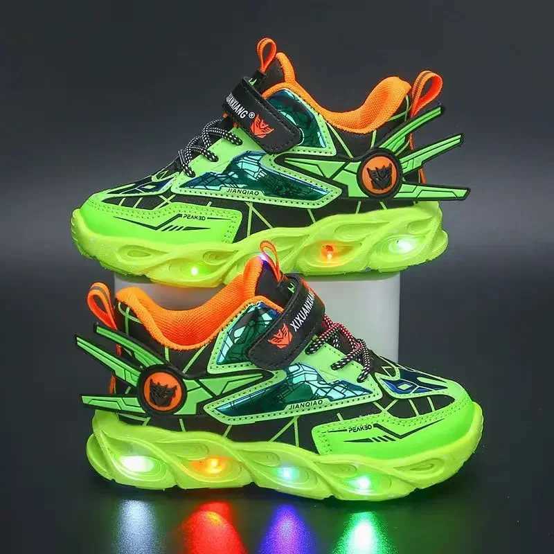 2025 Luminous With Lights Childrens Casual Shoes Retro Flash Walking Shoes Baby Girls Sports Shoes Basketball Shoes W250324