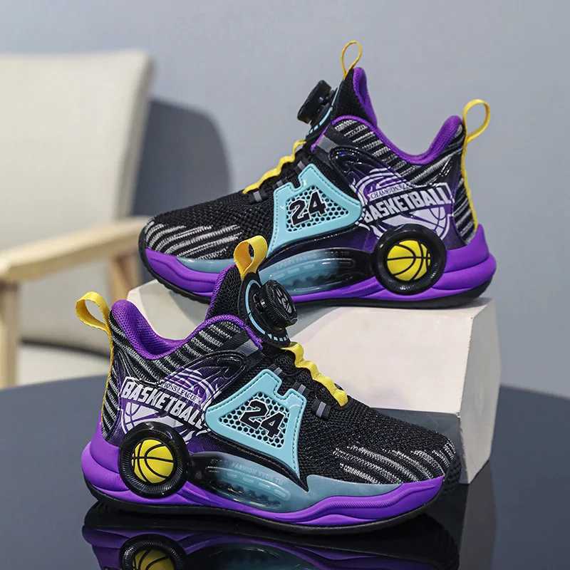 Childrens sports shoes outdoor sports flat comfortable breathable training basketball boots 2025 fashionable childrens running shoes W250324