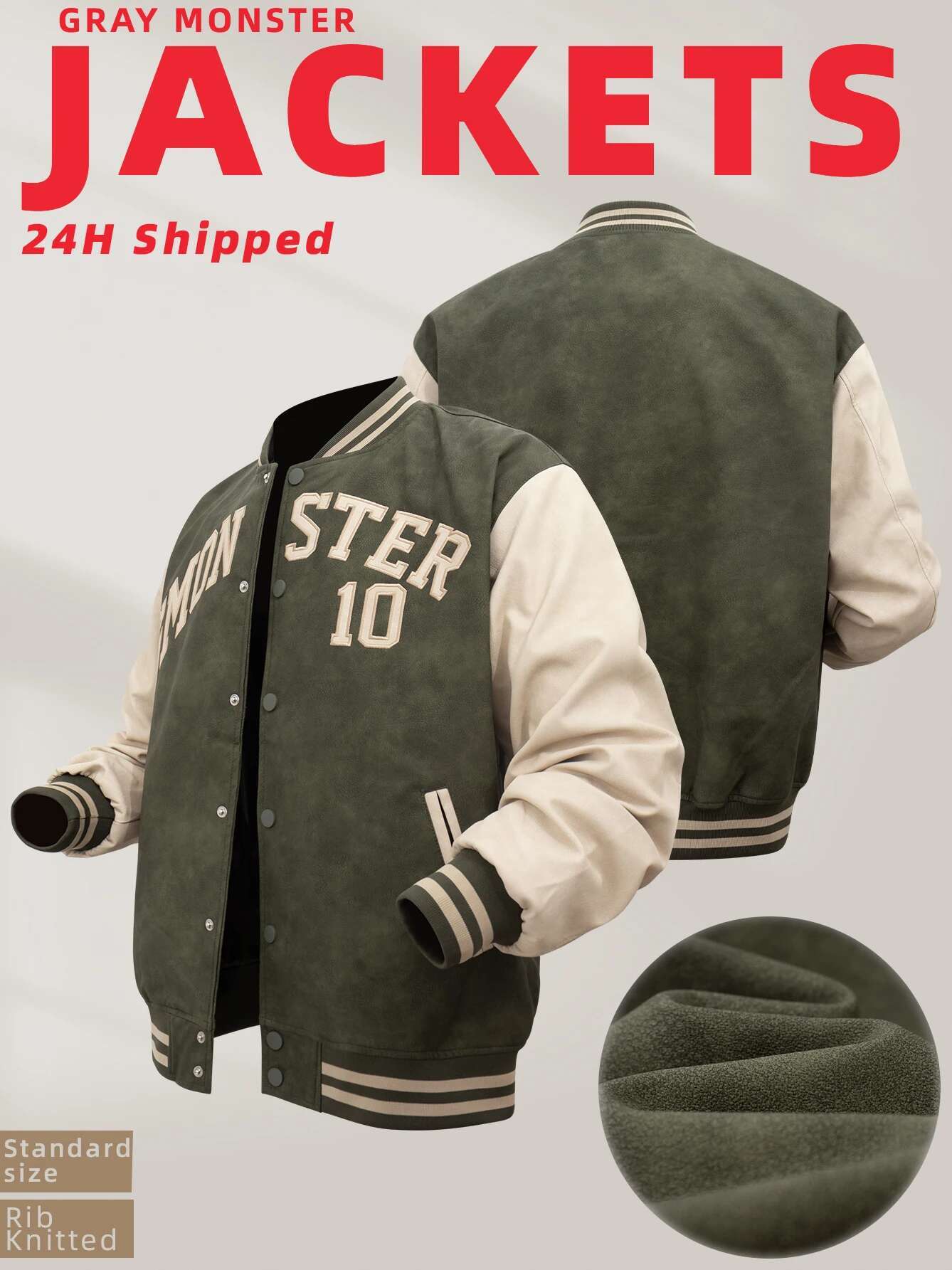 Men's Vintage Jackets Embroidery Faux Leather Baseball College Coats Varsity Letterman Bomber Jacket For Fall&Winter