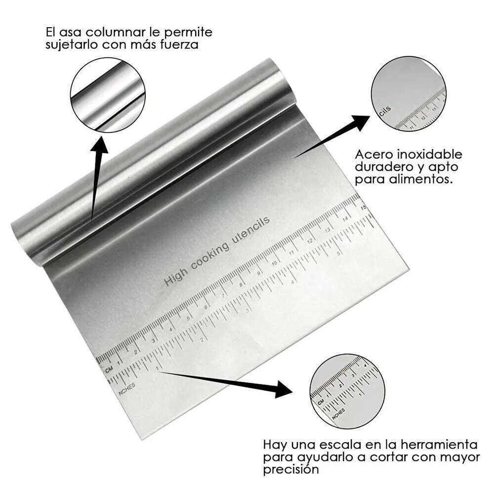 Stainless Steel Dough Pastry Scraper Pizza Cutter Chopper with Measuring Multipurpose Cake Bread Separator Scale Knife