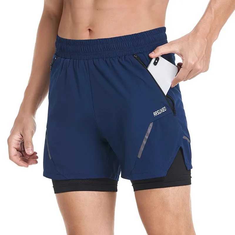 ARSUHEO Mens Running Sprint Gym Training Sprint 2 Sprint Long Inner Lining Fast Drying and Breathable W250324