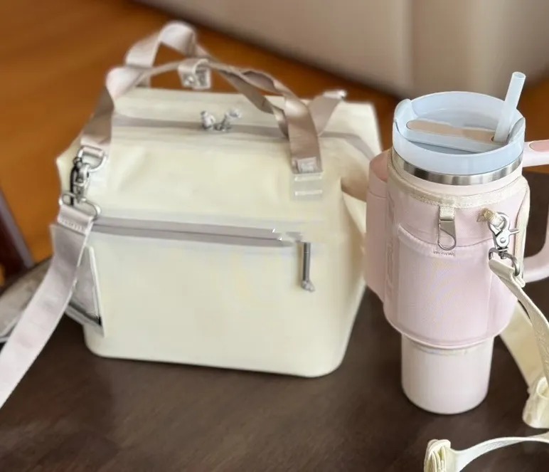 US Stock All Day Julienne Mini Soft Lunch Bag Box 10 Can Recycled Polyester 12Hour Coog Travel Cooler Bags Light Pink