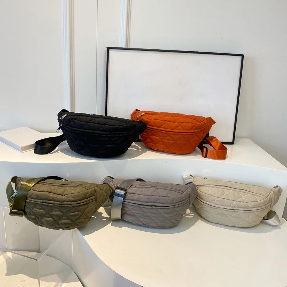 Quilted Waist Bag Stylish Waist Pack Adjustable Strap Crossbody Sling Bag Large Capacity Soft Bum Bag Zip Closure Chic Hobo Bag 250324