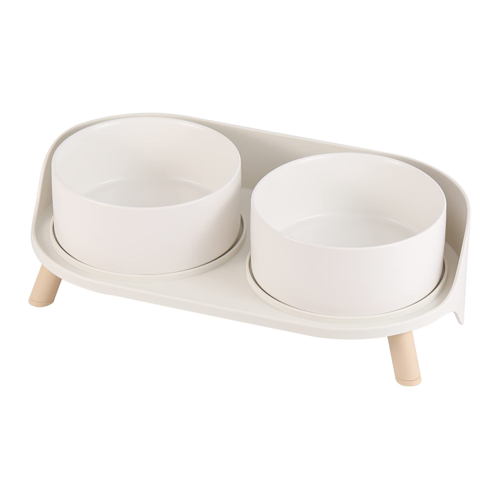 Raised Ceramic Dog Bowl Set with Splash Guard Ribbon Ideal for Small Dogs & Cats