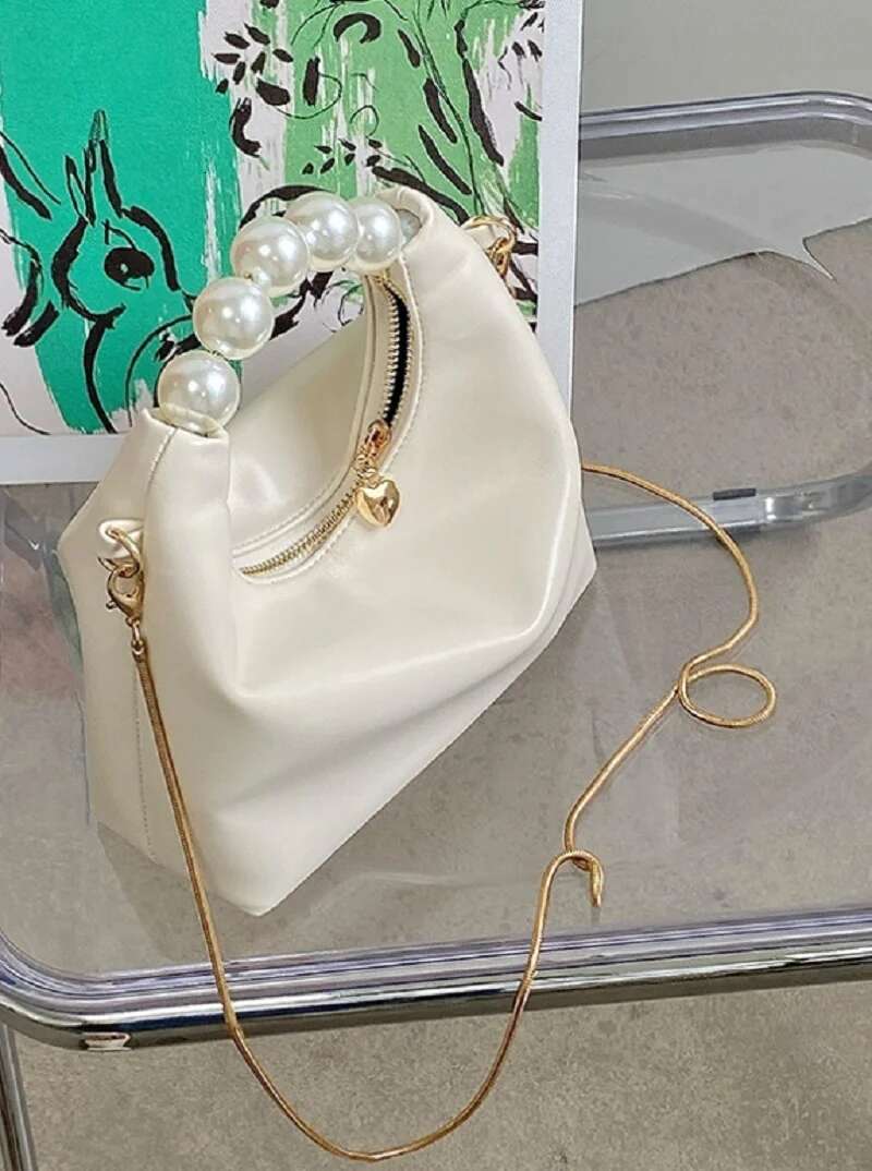 Pearl Handle Women Small Clutch Handbags Fashion Chain Female Shoulder Messenger Solid Color Ladies Hobos Tote Purse Bag