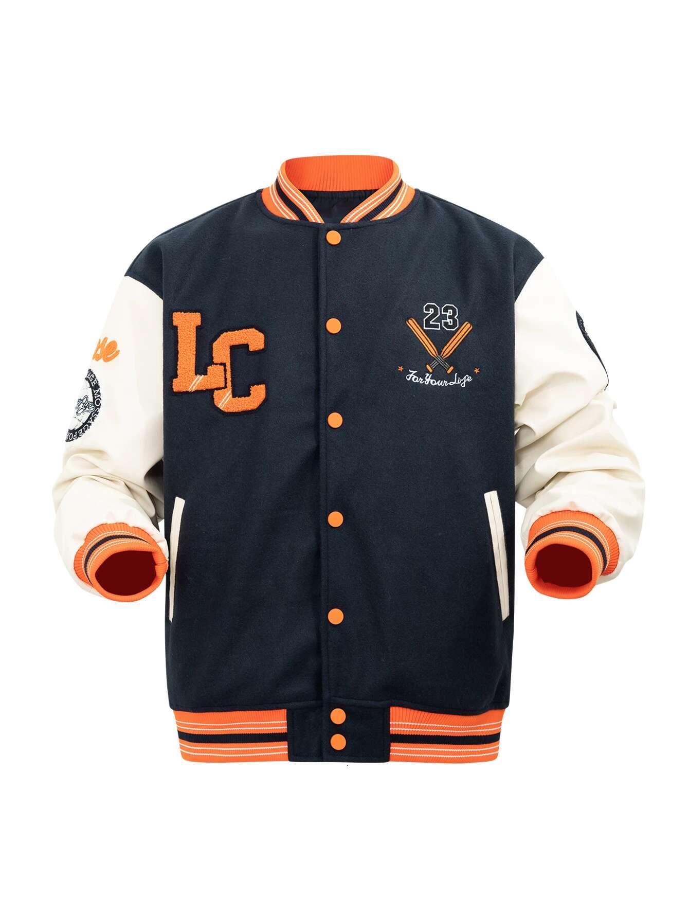 Mens Varsity Jacket Vintage Letterman Embroidery Bomber Wool+Faux Leather Jackets College Outerwear Coats For Fall&Winter