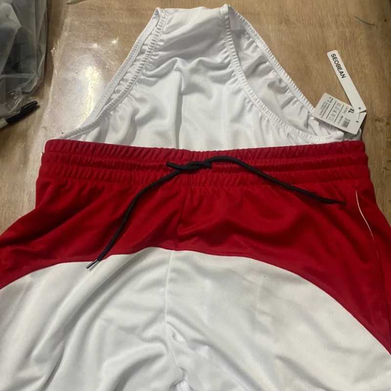 SEOBEAN Contrast Colored Mens Sports Shorts Quick drying Tennis Running Training Practice Badminton Shorts Lined Mens Sportswear W250324