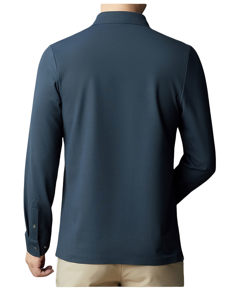 Men's Long Sleeved T-shirt New High-end Men's Lapel Business Casual Mulberry Silk Polo Shirt Top