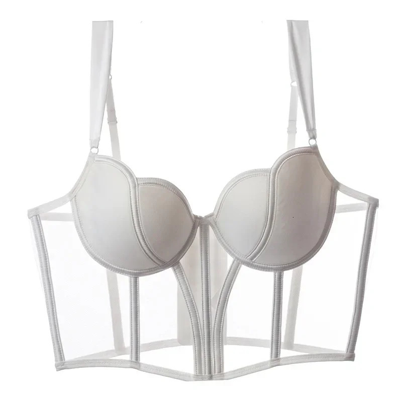 Womens Evening CorsetChic Mesh Fishbone Camisole Inner Wear Outer Wear Corset Crop Top Waist-Tight Sexy Bra White Gopia250324 - view 7