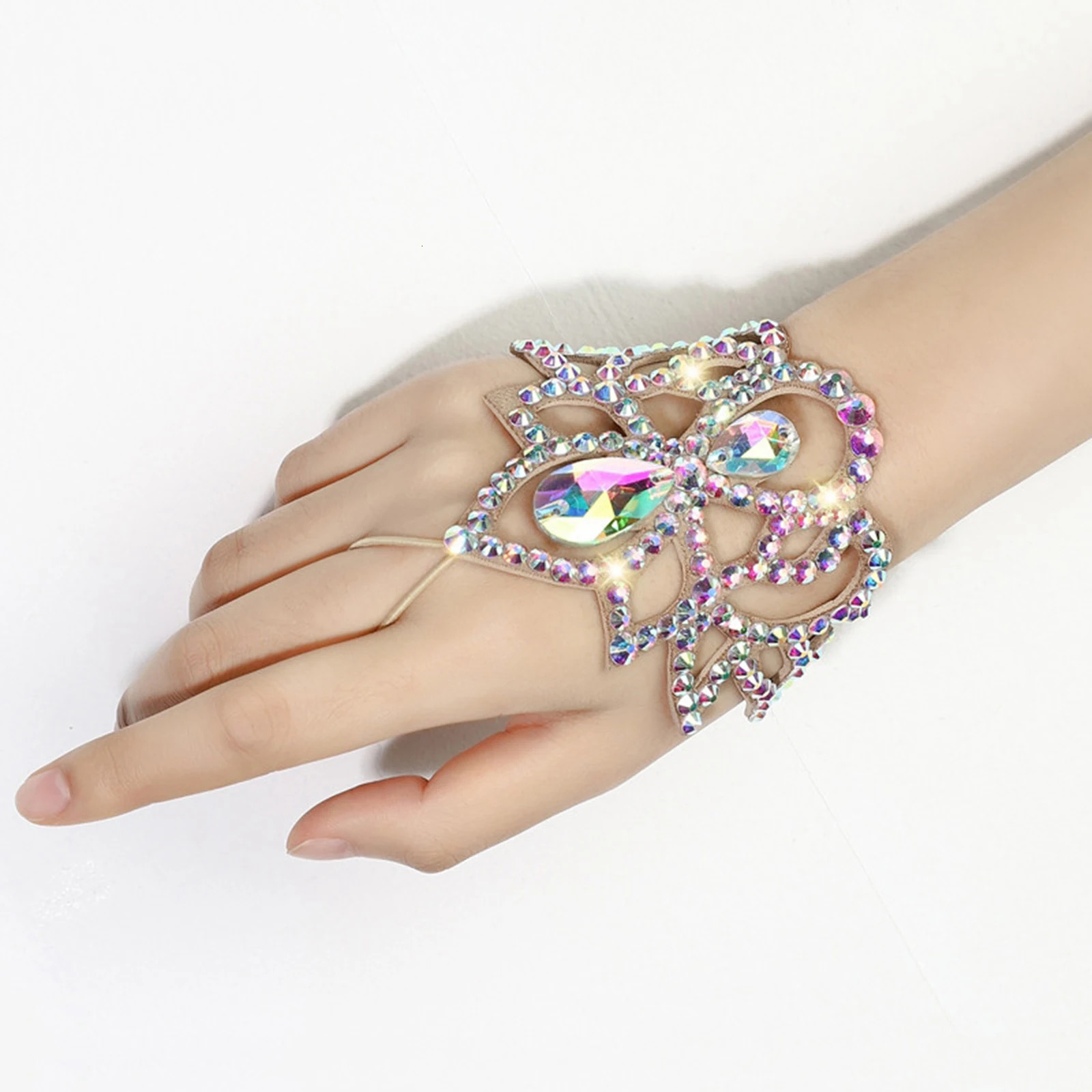 Women Belly Dance Bracelet Sparkling Wristband Boho Shining Rhinestone Bracelet Wristlet for Bridesmaid Stage Performance Party 250318