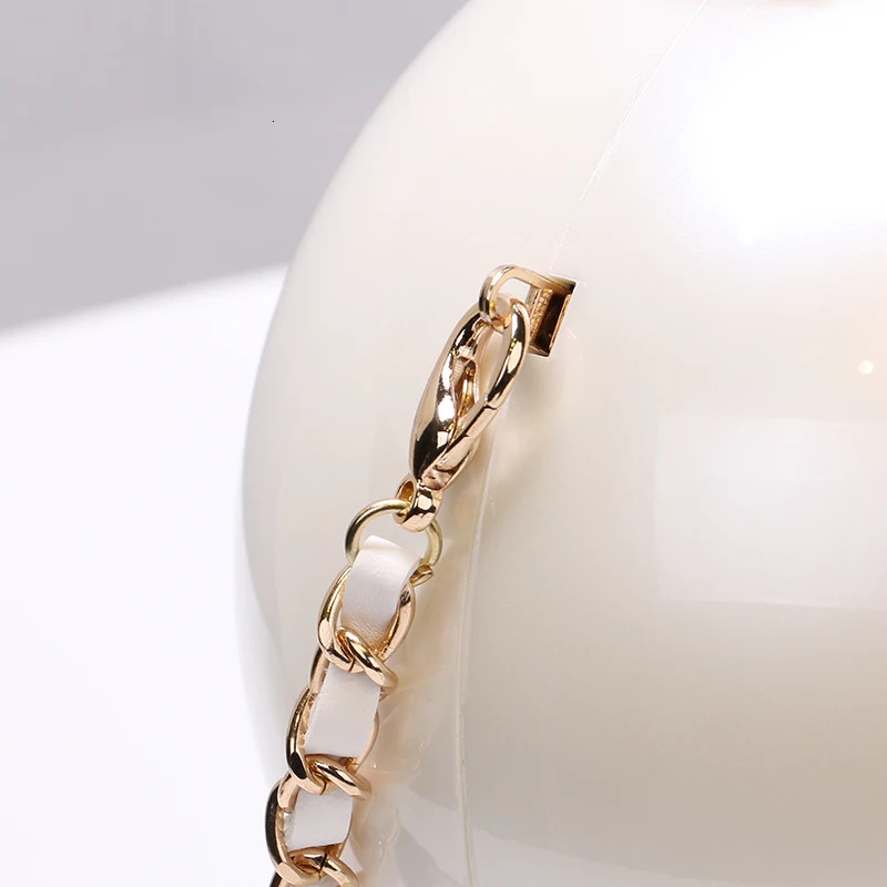 Fashion round pearl handbag for women white evening clutch bag catwalk chain messenger beach bag 250320