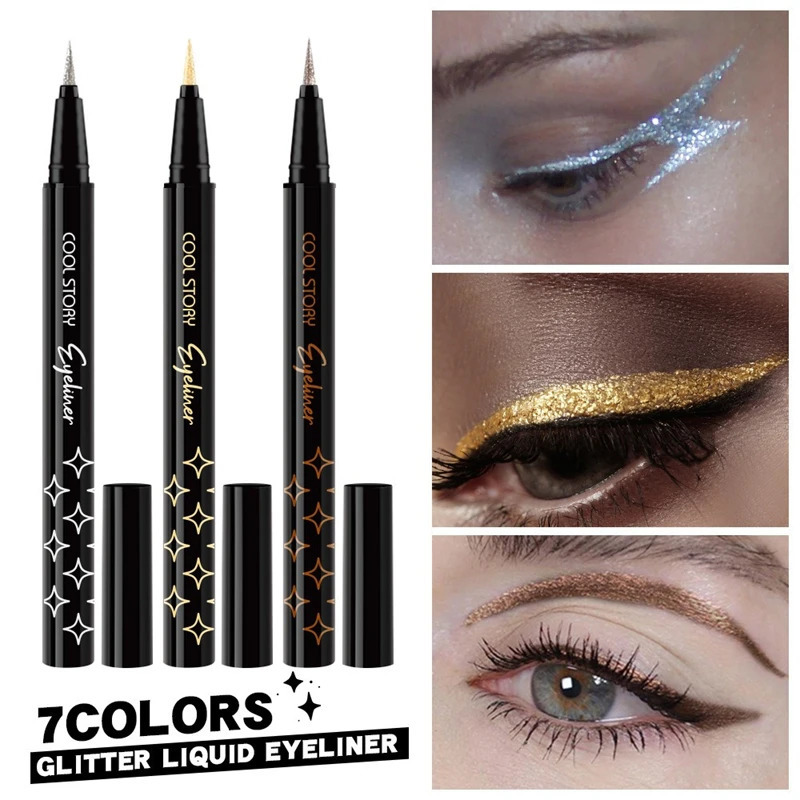 7Colors Glitter Eyeliner Long Lasting Eyeshadow Eyeliner Waterproof Liquid Eyeliner Non-smudge Holiday Parties Makeup Cosmetics 250324