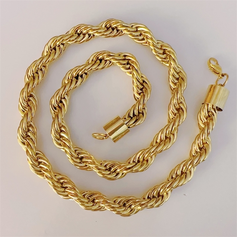 Adixyn Jewelry Gold Color Plated 12mm Wideth 60cm 70cm Length Big Rope Necklace For Men Women Guaantee Hiphop Chain 250324