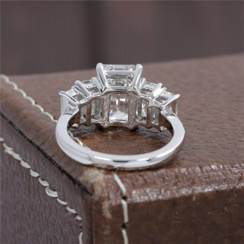 Jewelry Real Gold 3.0 Carat Lab Diamond Emerald Cut Womens Engagement Ring 18K 14K 950 Platinum Five Stone IGI Certificate Lab Grown Diamond Ring