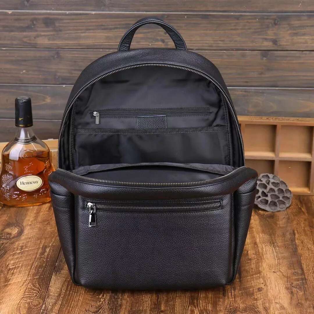 New Fashion Brand Genuine Men Backpacks Real Natural Leather Student Backpack Boy Business Laptop School Bag
