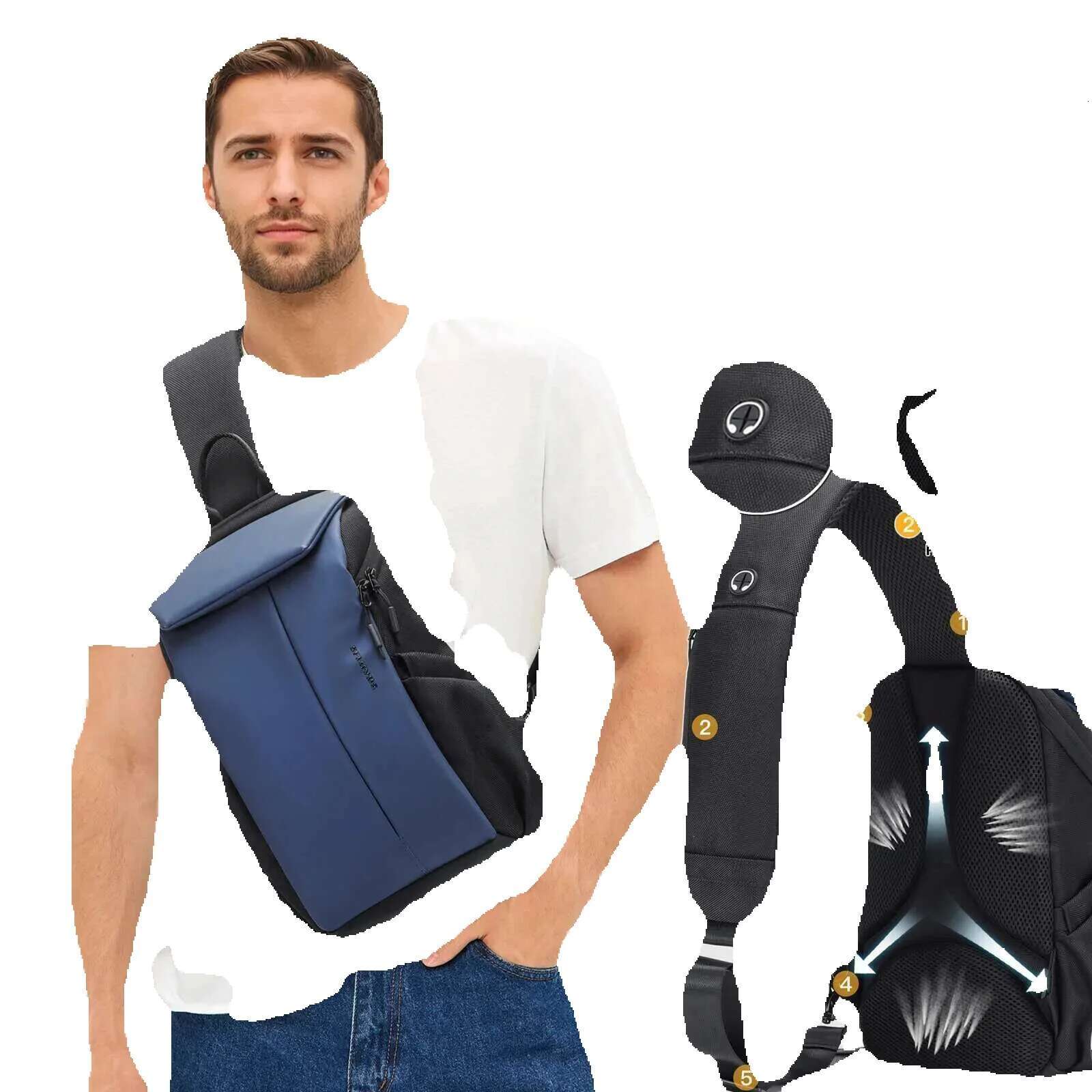 Waterproof Crossbody Bag Anti-Theft Travel Sing Bag Brand Male Chest Pack Men's Single Shoulder Backpacks With Phone Pocket
