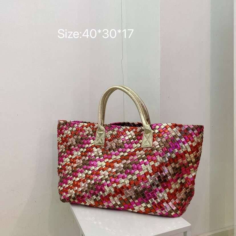 Fashion Striped Women Straw Bag Handbag tote Bags Handwoven Summer Beach Totes Female Casual Top Handle Handbag Shoulder Bag