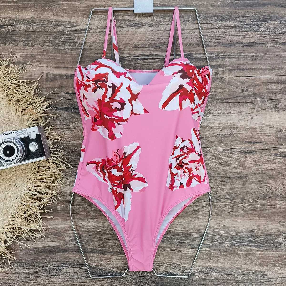 2017 new 2PC push up womens bikini set floral print bikini shoulder strap swimsuit Brazilian Biquini swimsuitXJ250324