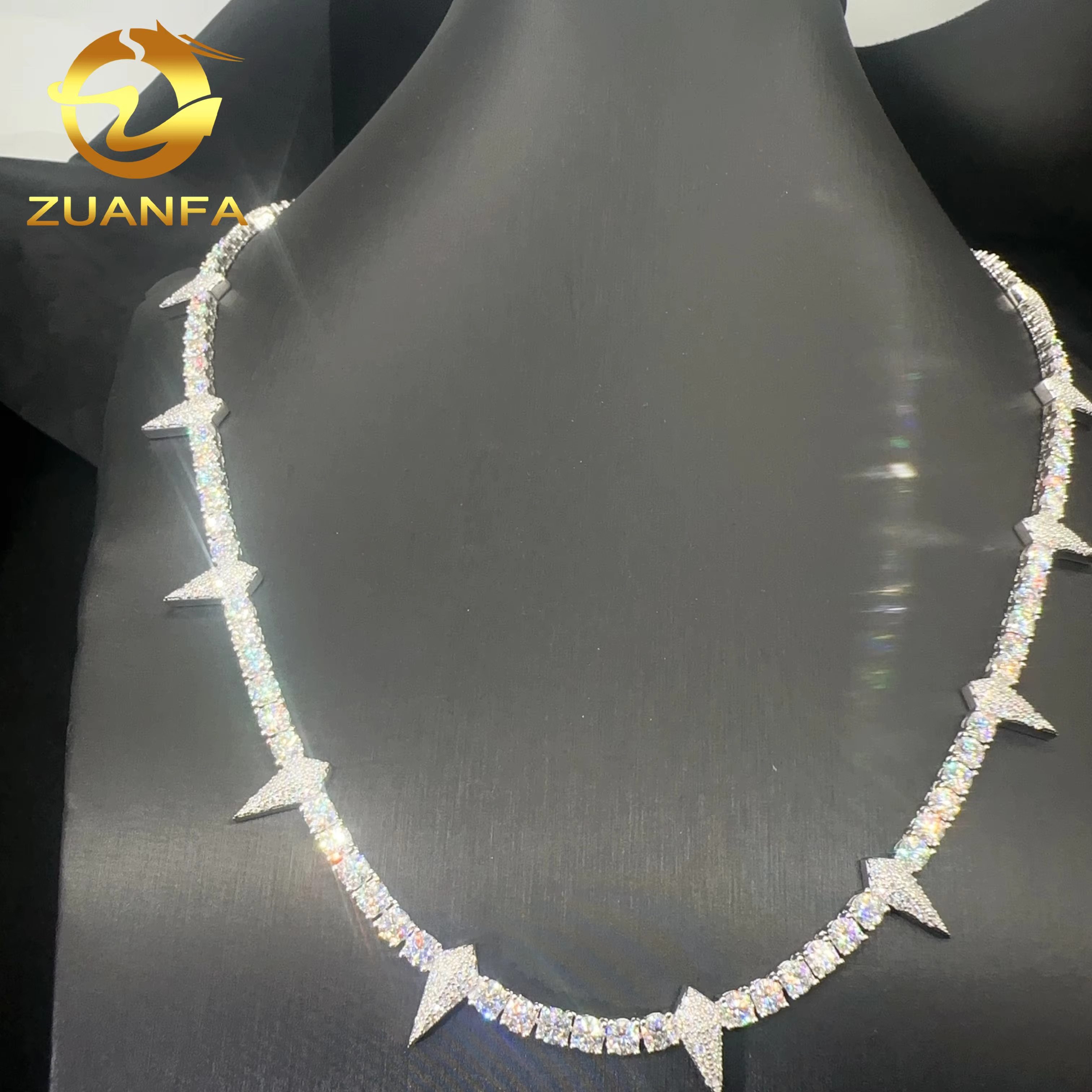 Fashion Design Tennis Necklace Sterling Silver 925 3mm 4mm Width Vvs Moissanite Iced Out Jewelry Hip Hop Diamond Tennis Chain