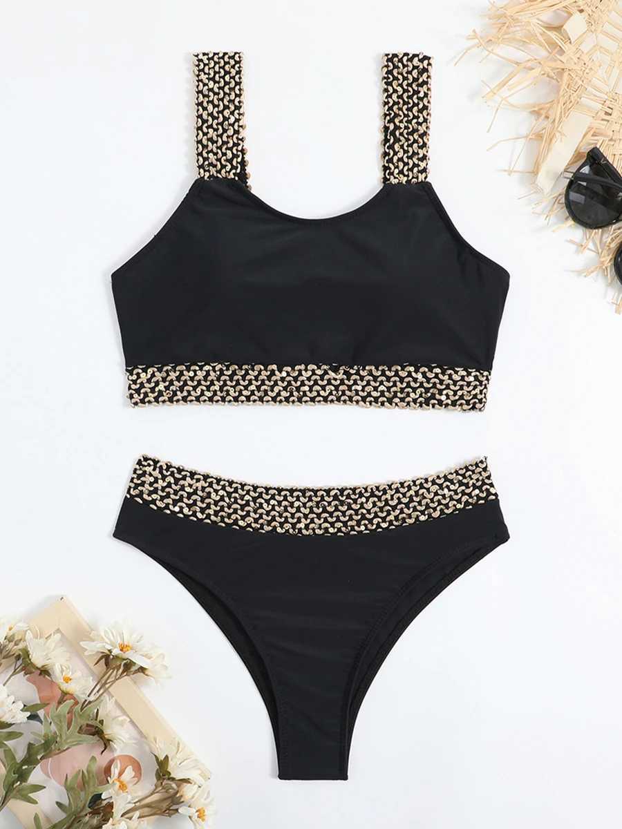 Sexy high waisted bikini womens high cut swimsuit Fa Padded Bathing Suit solid swimsuit two-piece beach wear summer swimsuitXJ250324