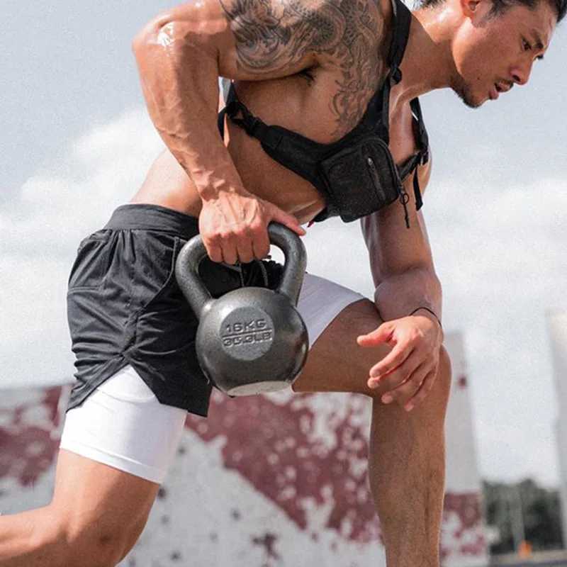 M-5XL Mens 2-inch Street Fitness Shorts White Breathable Slow Running Shorts Fitness Quick Dry Casual Running Shorts W250324