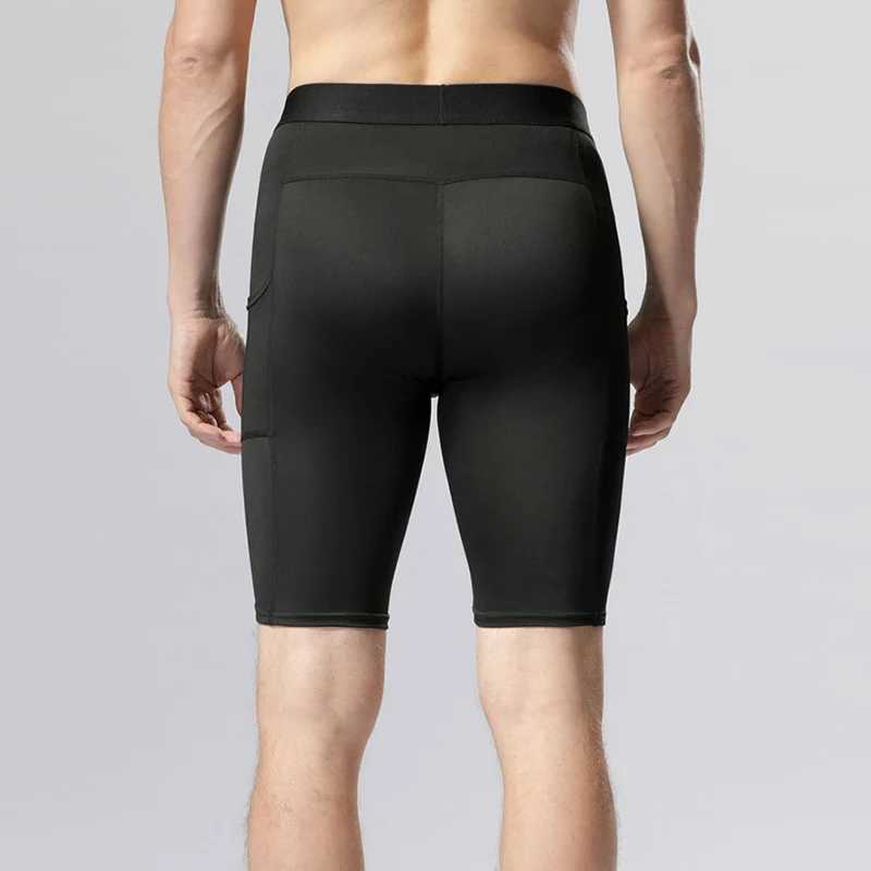 Mens sports shorts pocket running tight fitting gym tight fitting mens yoga shorts mens spandex compression shorts W250324