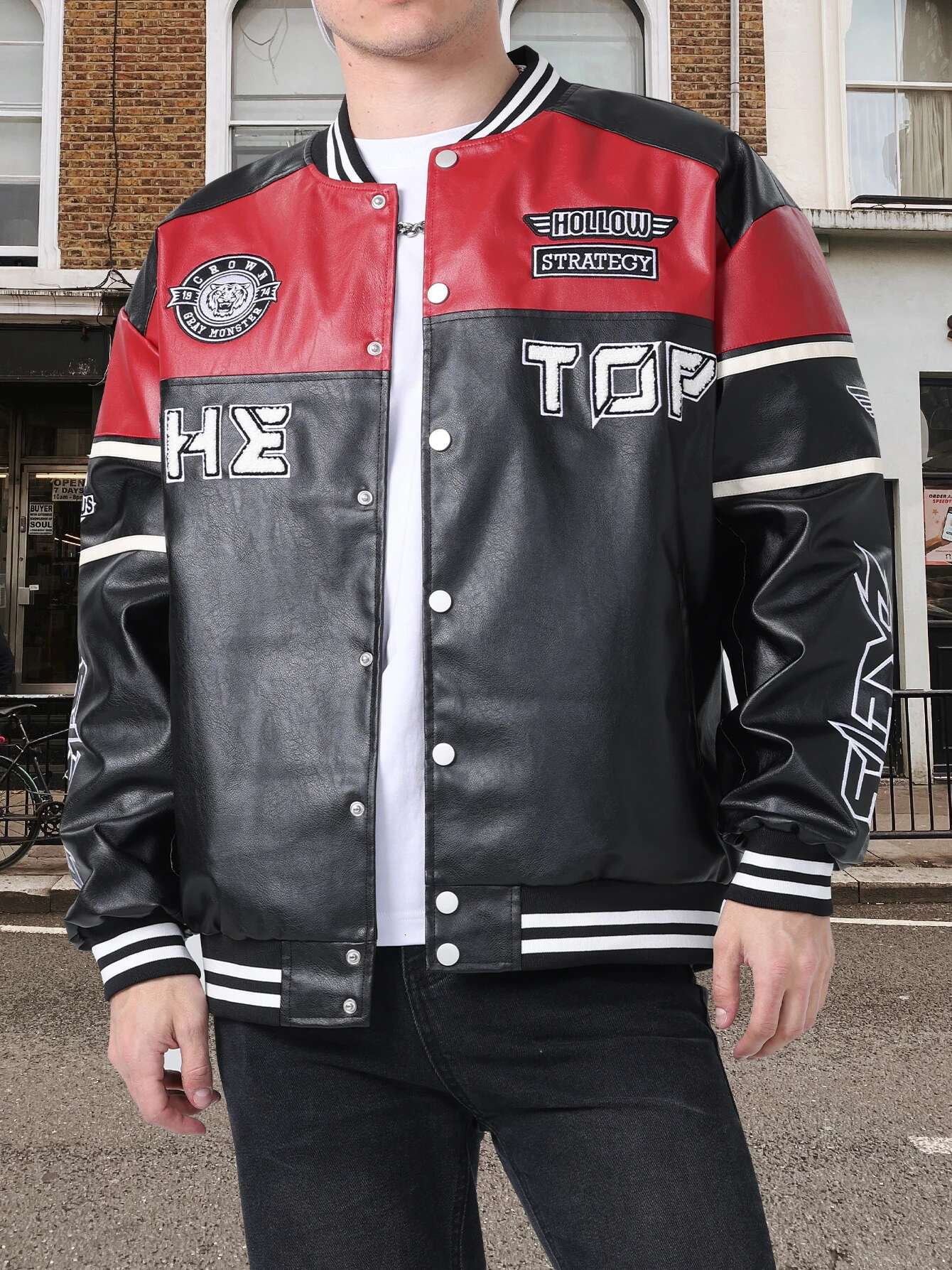 Spring&Autumn Men's Faux Leather Jackets Ooutdoor Sports Long Sleeve Moto Biker Coat Unisex Baseball Outerwear Streetwear